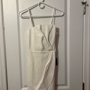 Lulu's White Embellished Pleated Sheath Dress